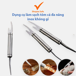 Dụng cụ làm sạch tôm cá đa năng inox không gỉ hai đầu tiện lợi #A33