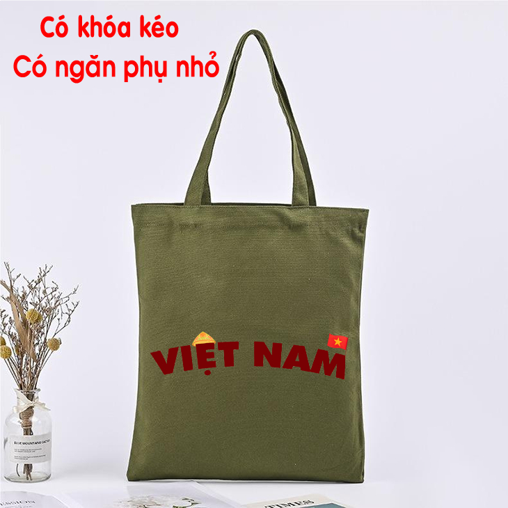 Túi tote Việt Nam Độc Lập Tự Do - túi vải canvas đeo vai 35*40 cm đi học đi chơi du lịch đựng vừa laptop 14inch tota0224