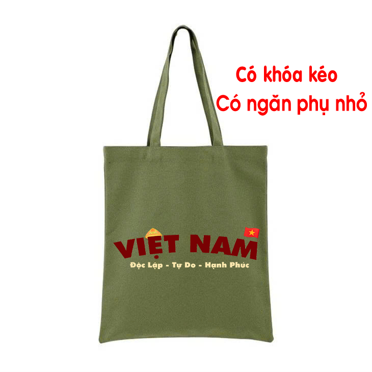 Túi tote Việt Nam Độc Lập Tự Do - túi vải canvas đeo vai 35*40 cm đi học đi chơi du lịch đựng vừa laptop 14inch tota0224