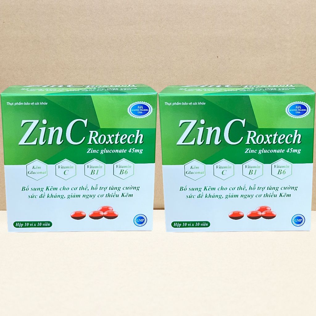 Combo 2 Hộp Zin C Roxtech Xanh Lá - Rostex - Vinaphar - Vitamin Chữa Lành