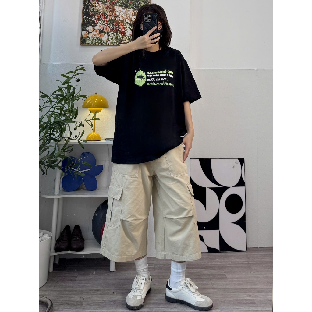 Áo Thun Hài Hước Canh Khổ Qua Câu Nói Text Vui Nhộn Văn Phòng Công Sở Form Oversize Cotton 250Gsm