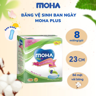Lốc 8 gói băng vệ sinh MOHA PLUS không cánh 24cm siêu thấm