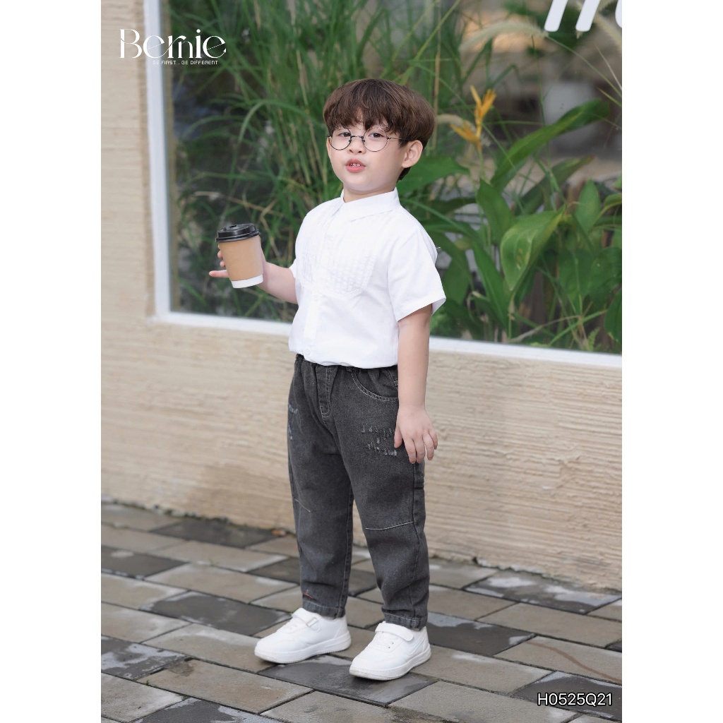Quần bò mài chữ Z cá tính bé trai, quần jeans đi học đi chơi trơn màu cho bé H0525Q21