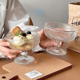 Ly kem, ly đựng chè, sinh tố, sữa chua, thủy tinh trong suốt có chân 250ML DECOR phong cách Châu Âu RETRO sang trọng