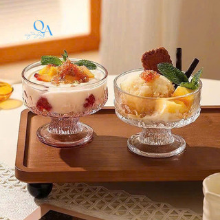 Ly kem, ly đựng chè, sinh tố, sữa chua, thủy tinh trong suốt có chân 250ML DECOR phong cách Châu Âu RETRO sang trọng