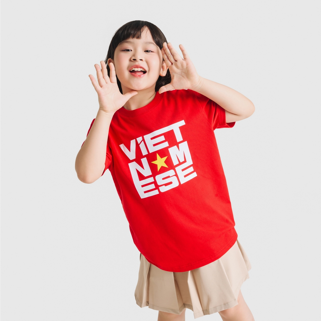 Áo phông Vietnamese unisex trẻ em CANIFA S áo thun Việt Nam Độc lập Tự do Hạnh phúc GG 3TS25S030