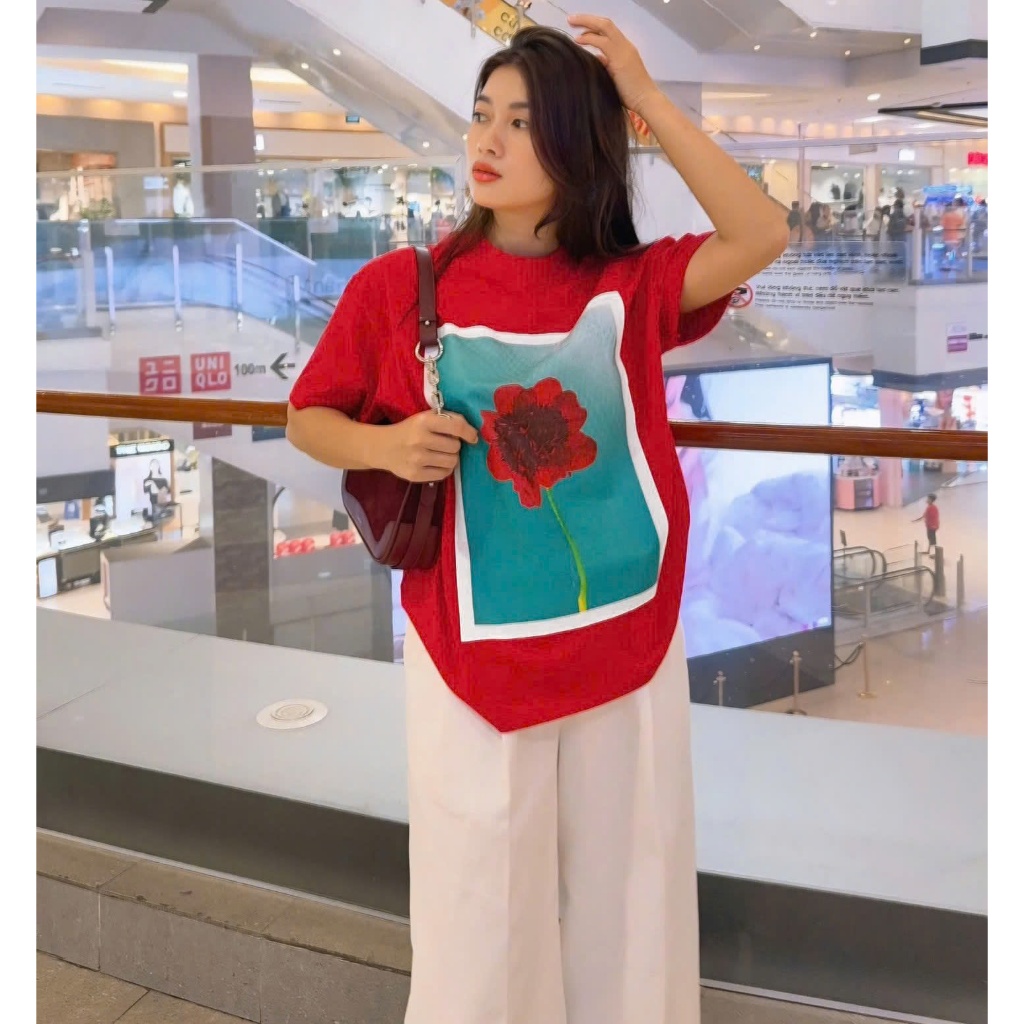 Áo Thun Mirage Bảng Hoa Đỏ Trendy Local Brand Chất 100% Cotton Mềm Mịn Thoáng Mát.
