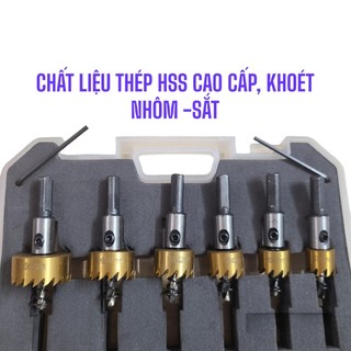 Bộ mũi khoét sắt inox KAPUSI 6 chi tiết K-3694, cỡ từ 16-30mm thép HSS cao cấp