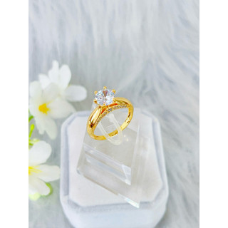 Hàng mới về nhẫn trang sức mạ vàng 18 ca chất liệu titan đính đá pha lê trọng lượng 2 chỉ kèm hạt đá cao cấp cho nữ.