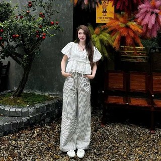Áo babydoll tay phồng cổ chữ V thắt nơ 2 tầng xinh xắn bánh bèo siu xinh