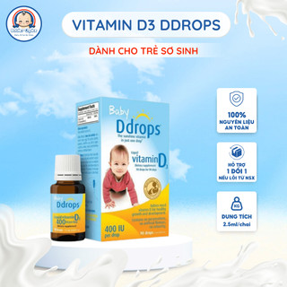 Vitamin D3 Cho Trẻ Sơ Sinh Baby Ddrops 400IU Hỗ Trợ Hấp Thu Canxi Cho Xương Răng Chắc Khỏe 2.5ml