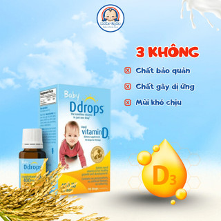 Vitamin D3 Cho Trẻ Sơ Sinh Baby Ddrops 400IU Hỗ Trợ Hấp Thu Canxi Cho Xương Răng Chắc Khỏe 2.5ml