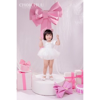 Váy Công Chúa Cho Bé Gái ChoiChuu Mặc Sinh Nhật, Đầm Thôi Nôi Tiểu Thư Màu Trắng Cao Cấp Kèm Nơ, Bờm