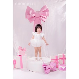Váy Công Chúa Cho Bé Gái ChoiChuu Mặc Sinh Nhật, Đầm Thôi Nôi Tiểu Thư Màu Trắng Cao Cấp Kèm Nơ, Bờm