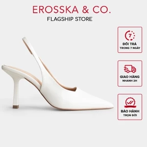 Erosska - Giày cao gót dáng Slingback mũi nhọn màu trắng cao 8cm - EH041