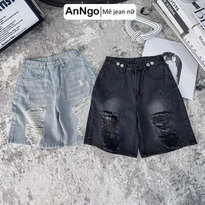 Quần jean ngố nữ rách ống rộng, chất jean denim không giãn dày dặn, cực xinh Anngo - AT543