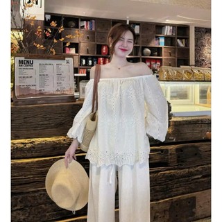 Áo xô Trễ vai thoboi 2 lớp tay phồng xinh xắn dễ phối đồ