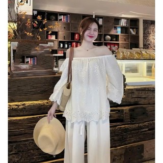 Áo xô Trễ vai thoboi 2 lớp tay phồng xinh xắn dễ phối đồ