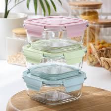 Hộp cơm thủy tinh vuông có nắp hút chân không đựng thực phẩm cao cấp đa năng