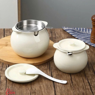 Hũ Đựng Gia Vị, Hũ Đựng Mỡ Bằng Sứ To Dày 1400ml – Chịu Nhiệt Cao, Kèm Thìa, Nắp Đậy Kín, Nhiều Màu Sang Trọng