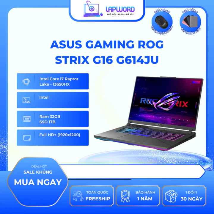 Laptop ASUS Gaming ROG Strix G16 G614JU N3509W i7-13650HX/32GB/1TB SSD (Đen)