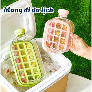Bình Nước 2in1 Có Thể Làm Khay Đá Rất Tiện Lợi Khi Lấy Đá - Có Nắp Nhấn Lấy Đá Nhanh Tặng Kèm Ống Hút