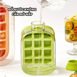 Bình Nước 2in1 Có Thể Làm Khay Đá Rất Tiện Lợi Khi Lấy Đá - Có Nắp Nhấn Lấy Đá Nhanh Tặng Kèm Ống Hút