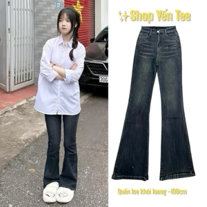 Quần jeans ống loe màu khói trầm Yến Tee , from nhẹ phong cách Hàn Quốc #10070