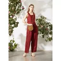 Set bộ linen cati 2 dây kèm quần dài ống rộng cá tính A1366