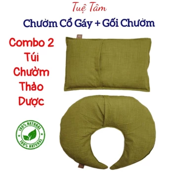 Set 2 Túi Chườm Nóng Thảo Dược, Giảm Đau Mỏi Cổ Gáy Lưng, CHƯỜM CỔ TRÒN + GỐI CHƯỜM, Tuệ Tâm