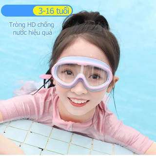 Combo kính bơi trẻ em+Mũ bơi cho bé gái bé trai cao cấp kèm nút bịt tai chống nước Độ Nét Cao