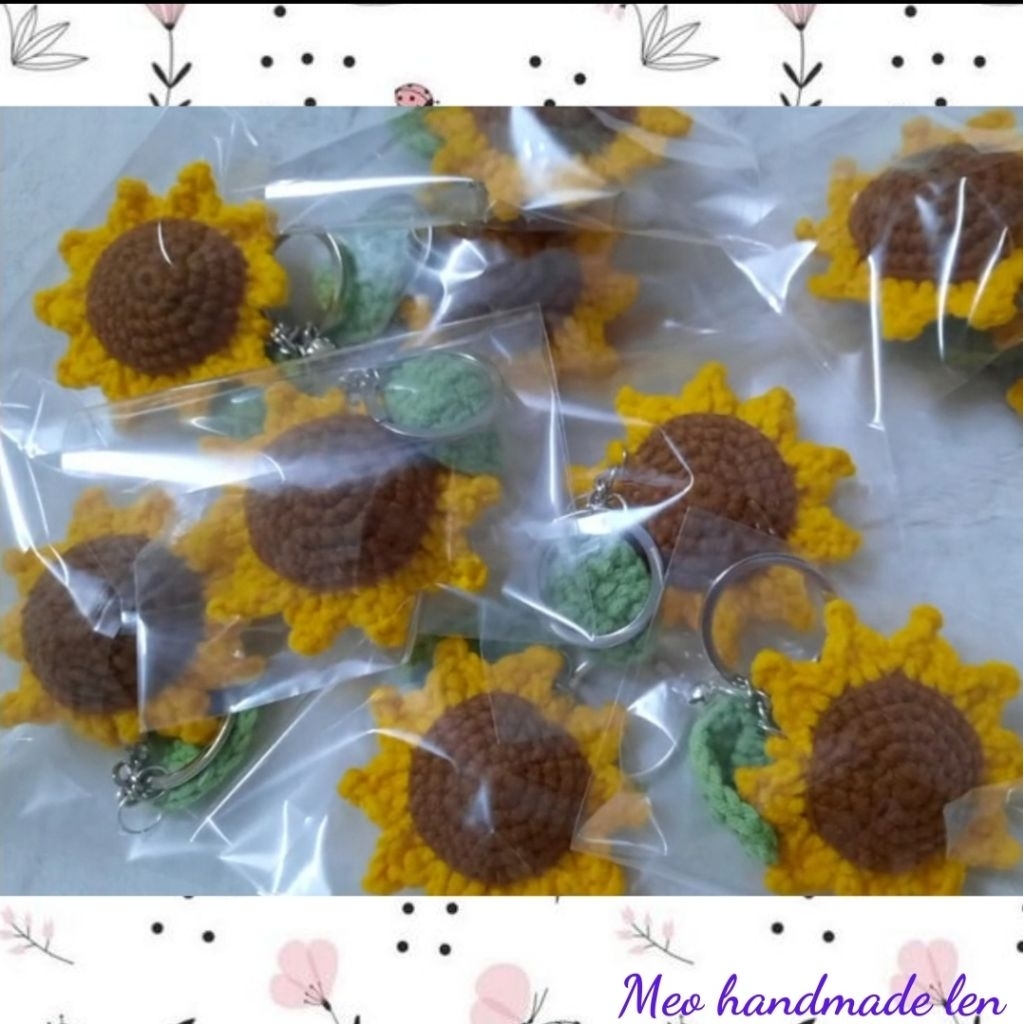 Móc khóa hoa hướng dương - handmade len - crochet - amigurumi