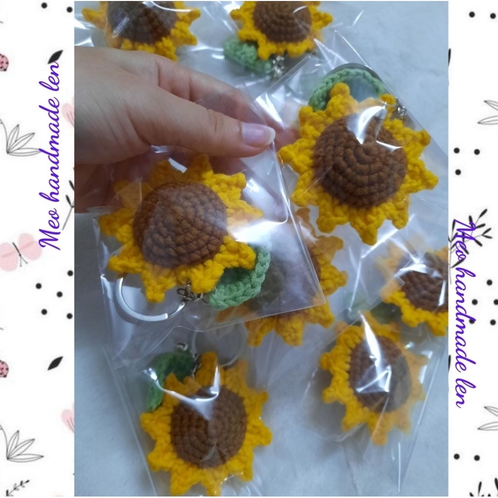 Móc khóa hoa hướng dương - handmade len - crochet - amigurumi