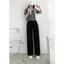 Set bộ áo croptop phối quần ống rộng style Hàn siêu xinh A2103