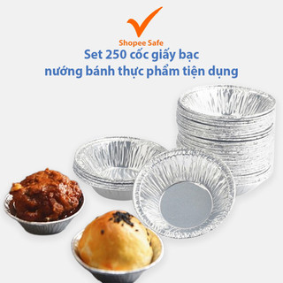 Set 250 cốc hàu giấy bạc nướng bánh thực phẩm tiện dụng