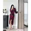 Đầm midi Cati cổ V xẻ trước phối cúc bọc siêu sang A1161
