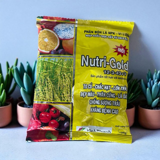 Phân Bón Lá Nutri-Gold Đức (Gói 100g) NPK 12-3-43+TE- Kali Cao, Lớn Trái, Chắc Hạt, Chống Sượng Trái