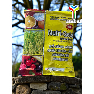 Phân Bón Lá Nutri-Gold Đức (Gói 100g) NPK 12-3-43+TE- Kali Cao, Lớn Trái, Chắc Hạt, Chống Sượng Trái