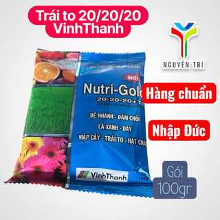 Phân Bón Lá Nutri-Gold Đức (Gói 100g) NPK 20-20-20+TE - Dưỡng Cây , Phục Hồi Cây, Xanh Lá, To Trái