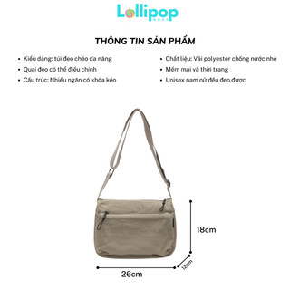 Túi Đeo Vai Vải Oxford Nhẹ Chống Thấm Nước LOLLIPOP BAGS Túi Đeo Chéo, Túi Style Tối Giản Hàng Ngày