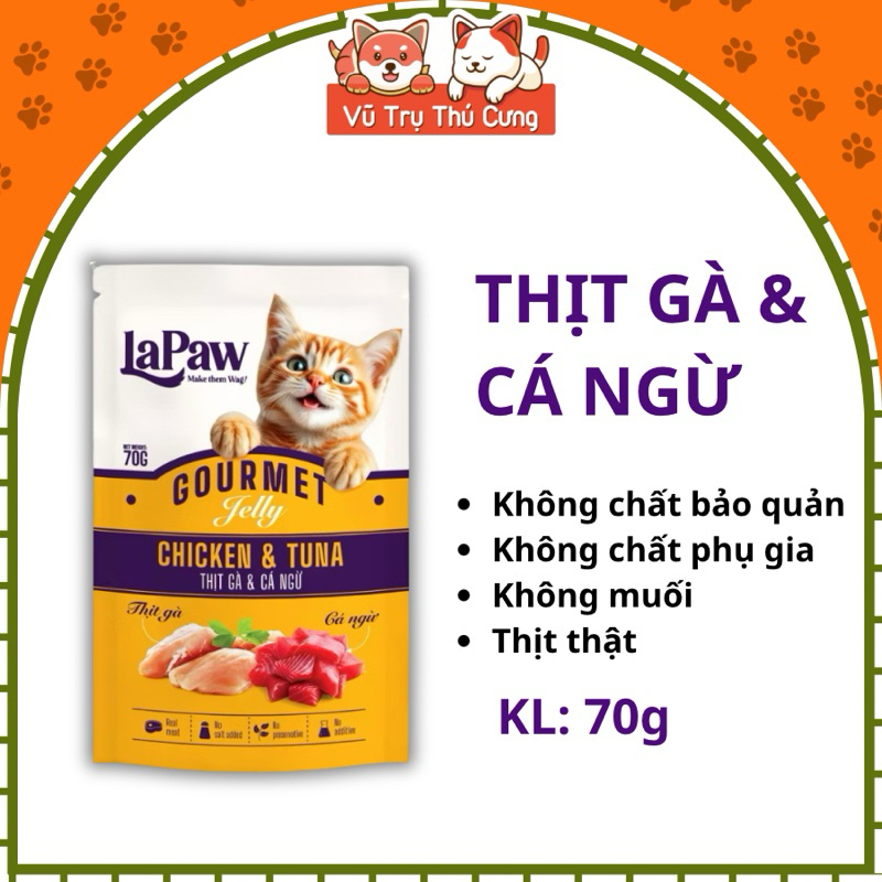 Pate Cho Mèo Thịt Thật Không Chất Bảo Quản Lapaw 70g