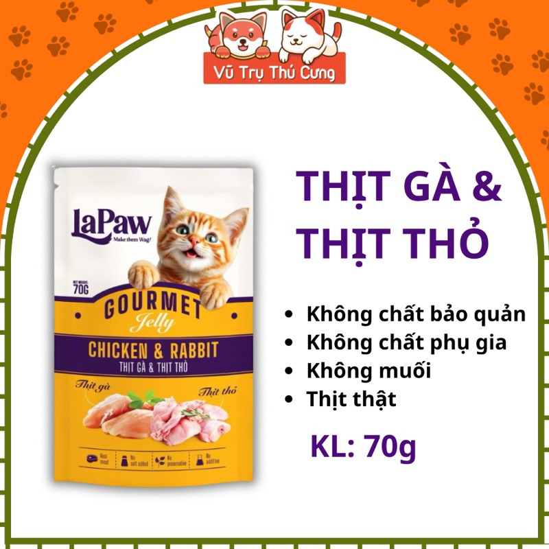 Pate Cho Mèo Thịt Thật Không Chất Bảo Quản Lapaw 70g