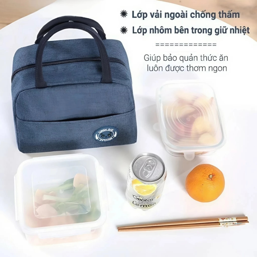 [Đơn 85k Nhận Quà] Túi đựng hộp cơm giữ nhiệt cao cấp túi cơm 3 lớp đựng cơm trưa văn phòng sinh viên
