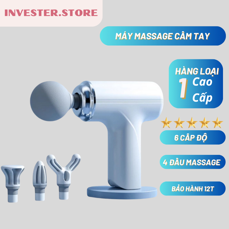 Máy massage cầm tay toàn thân 6 Cấp Độ Chuyên Sâu Đa Năng, 4 Đầu