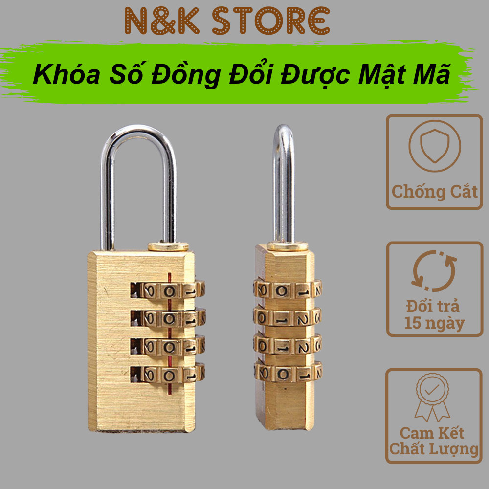 Ổ khóa số chất liệu đồng, khóa số mini, khóa vali khóa tủ bền chắc