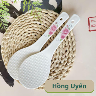 Muôi xới cơm/Thìa xới cơm bằng sứ Dư Dư- Họa tiết hoa rực rỡ