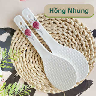 Muôi xới cơm/Thìa xới cơm bằng sứ Dư Dư- Họa tiết hoa rực rỡ