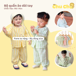 Bộ mặc nhà cho bé chất đũi hàn mịn, mềm mát cho bé từ 7 đến 26kg - Chu Chu Babi