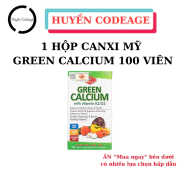 (CANXI HỮU CƠ MỸ) Viên uống Green Calcium Olympian Labs 100 viên hỗ trợ canxi Huyền Codeage
