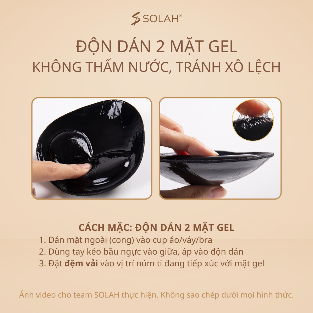Miếng Dán Độn Ngực Có Gel 1 Mặt SOLAH Hình Tam Giác Hạt Đậu Mặc Bikini Áo Váy Đi Tiệc Hở Lưng PK04